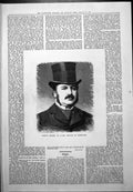 Original Old Antique Print Famous Horse Owner Mr LeopDe Rothschild 1887 19th