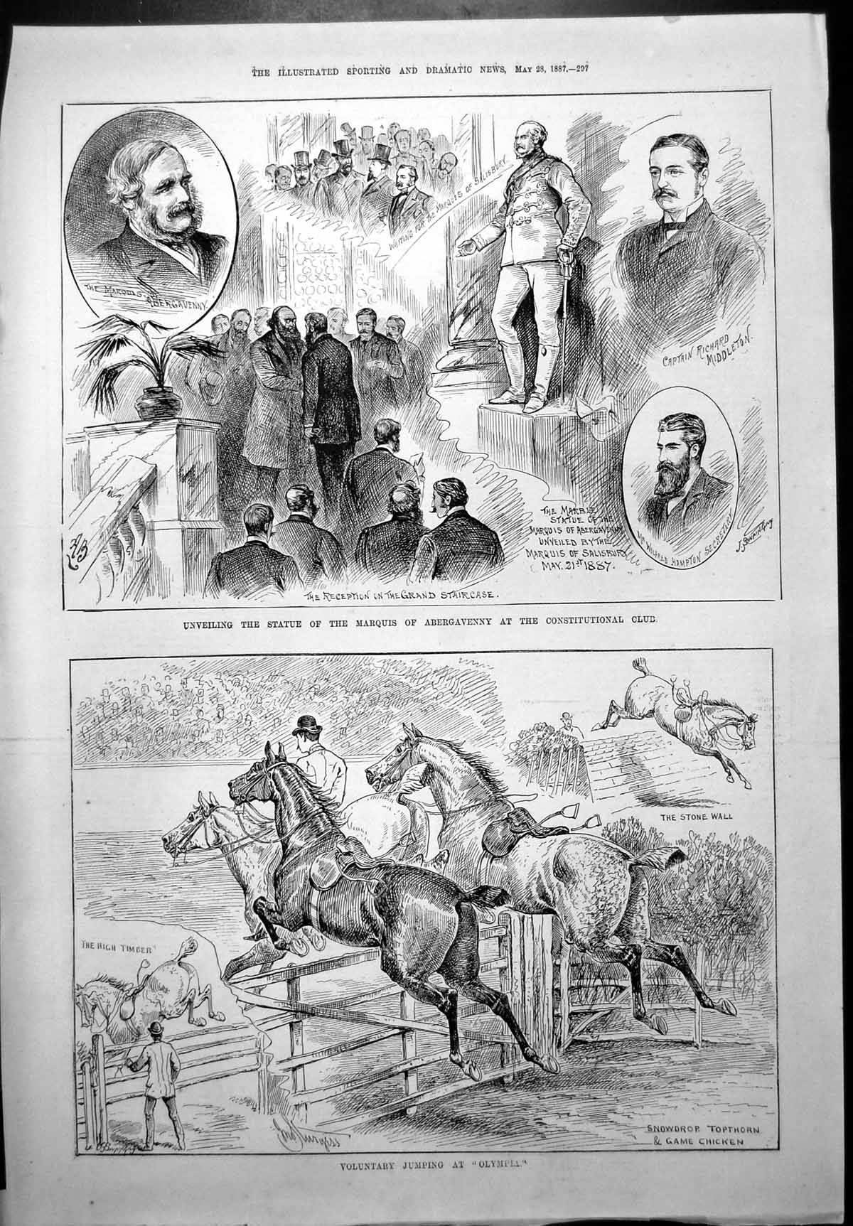 Old Statue Marquis Abergavenny Constitutional Club Jumping Olympia1887 19th