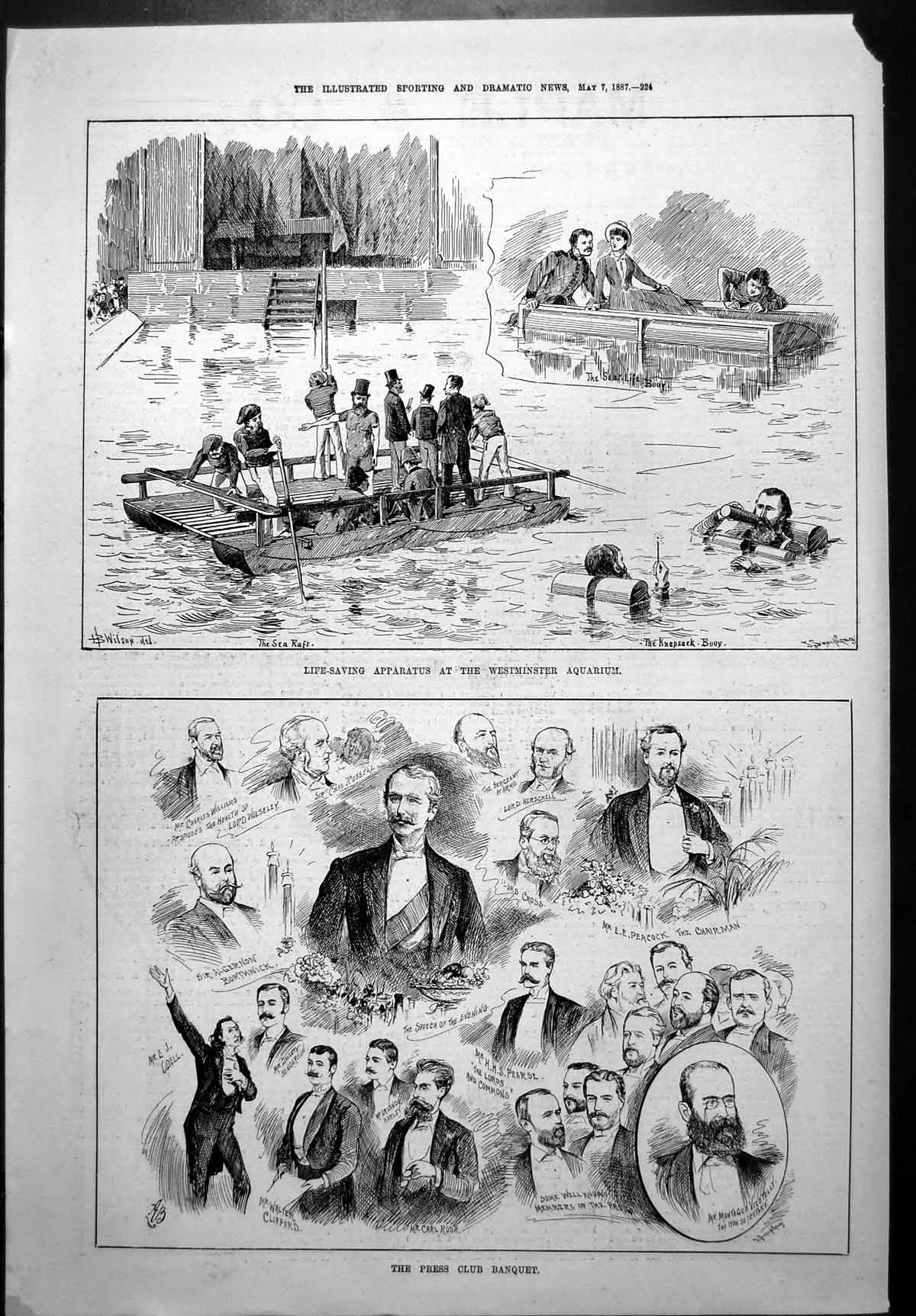 Old Life Saving Apparatus Westminster Aquarium Press Club Banquet 1887 19th