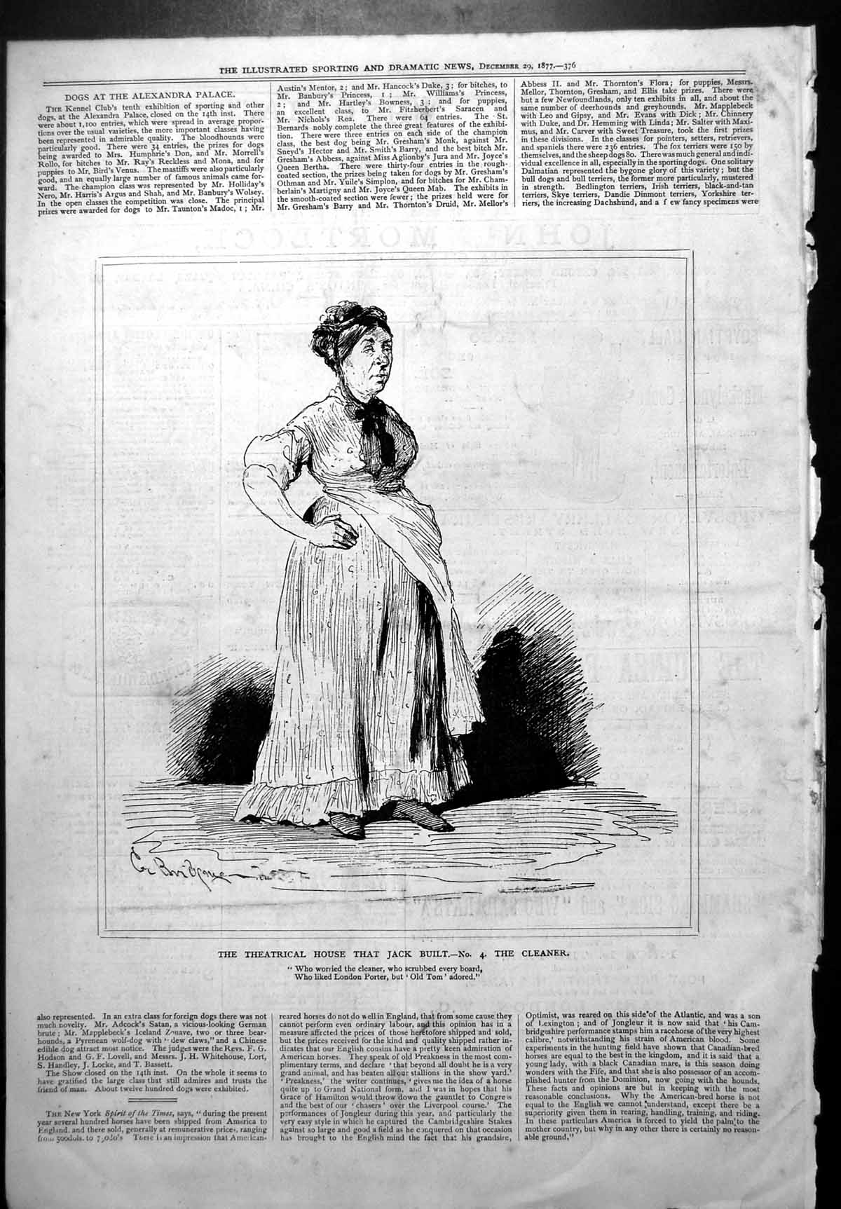 Antique Old Print Theatrical House That Jack Built Cleaner Tom Adored 1877 19th