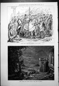 Antique Print Scene Speed Plough Globe Scene Russian Ballet Lake Swans 1877