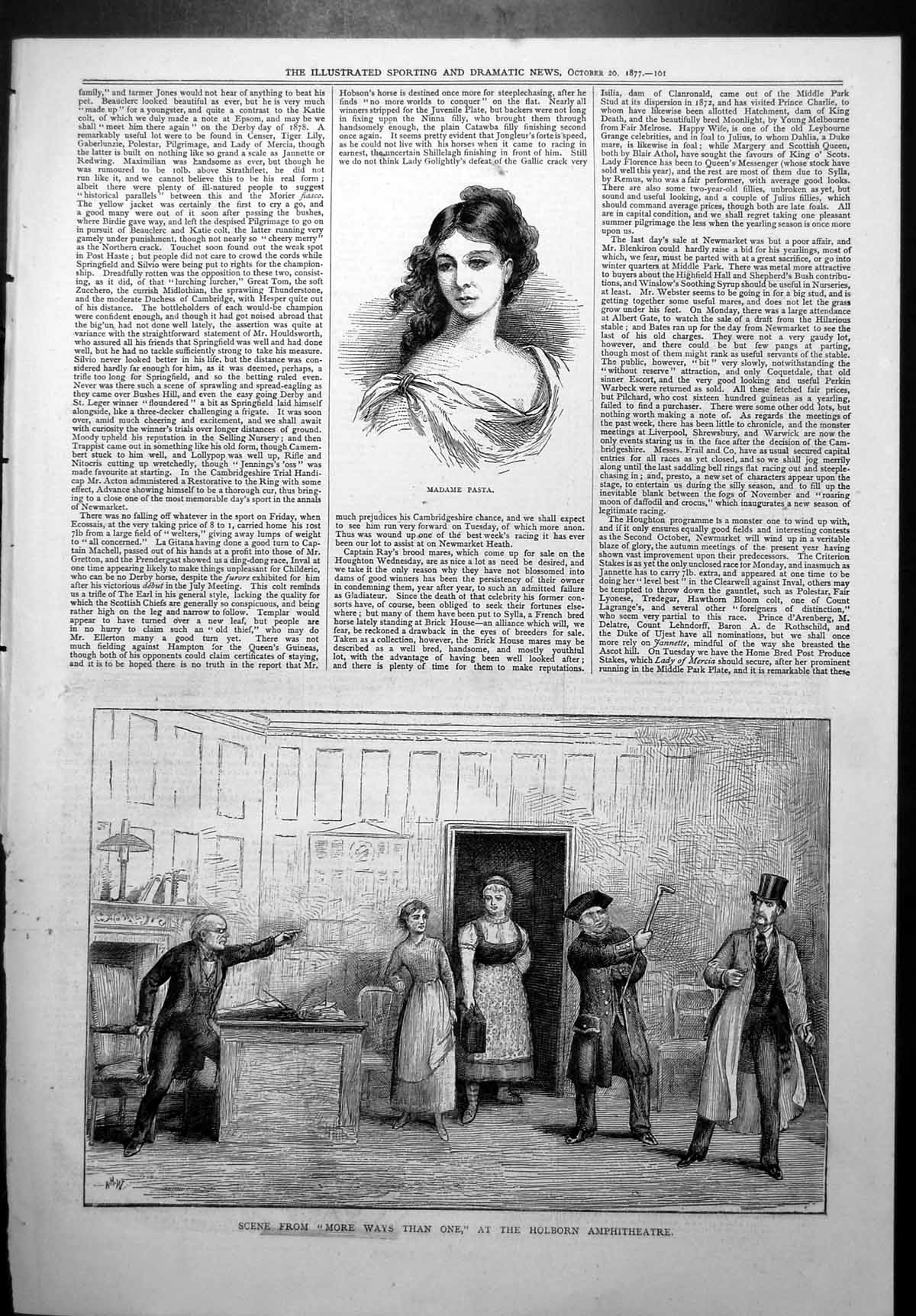 Old Print Madame Pasta Scene More Ways Than One Hoborn Amphitheatre 1877 19th