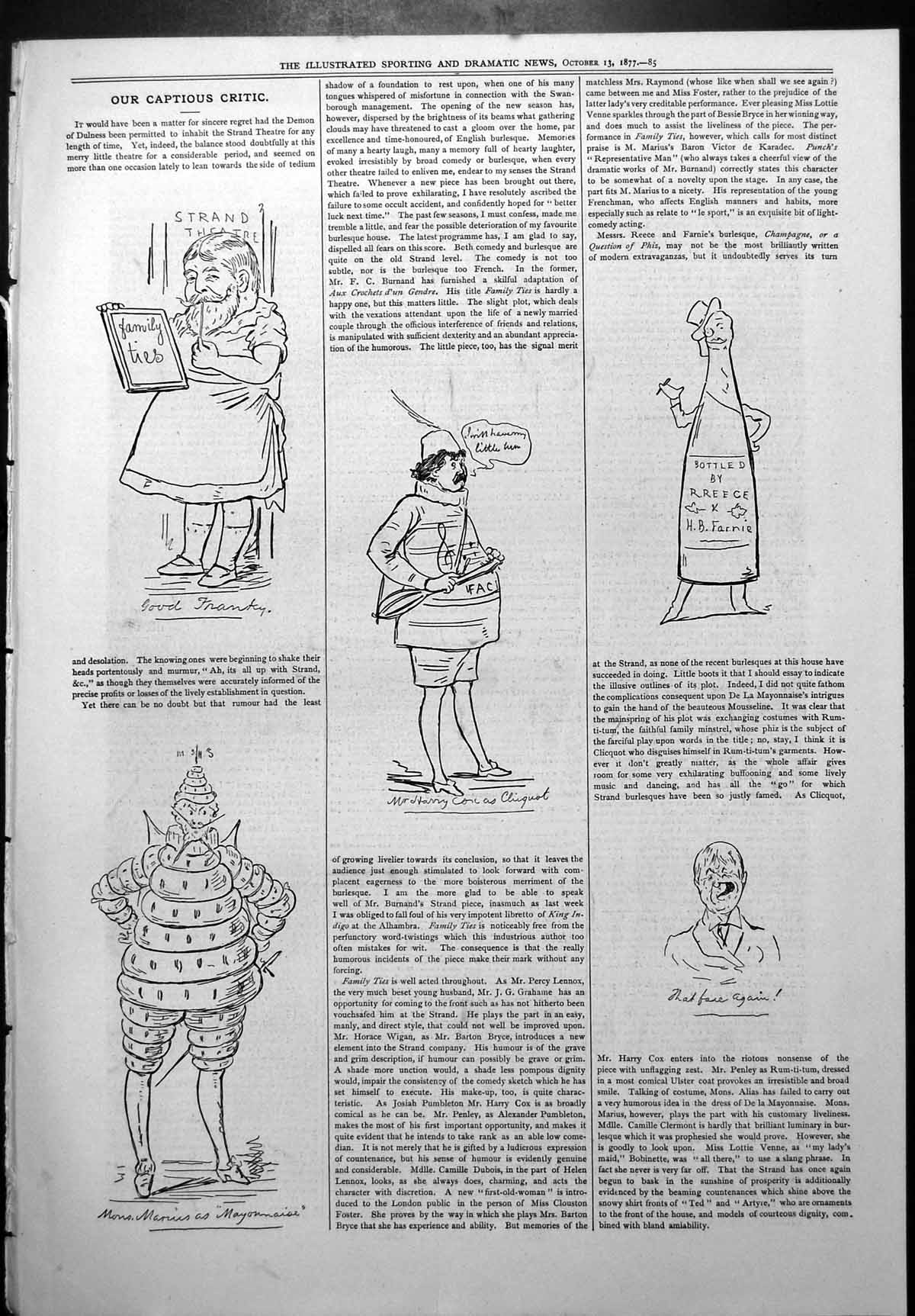 Antique Old Print Captious Critic Demon Dulness Strand Harry Cox Chiquot 1877