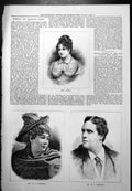 Antique Old Print Mrs Liston Actress Mrs W J Florence Mr W J Florence 1877 19th