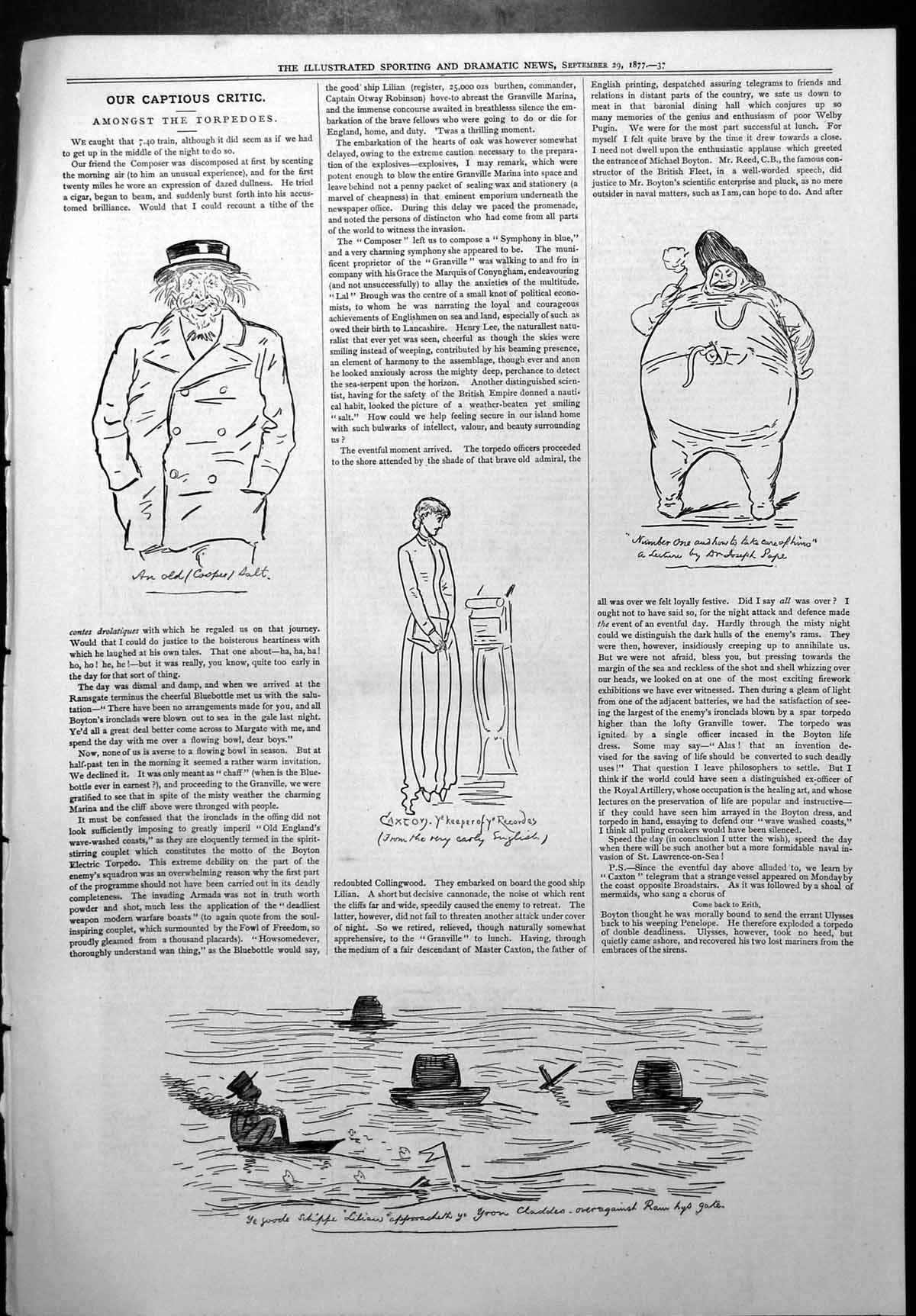 Old Captious Critic Amongst Torpedoes Caxton Lecture Dr Joseph Pope 1877 19th