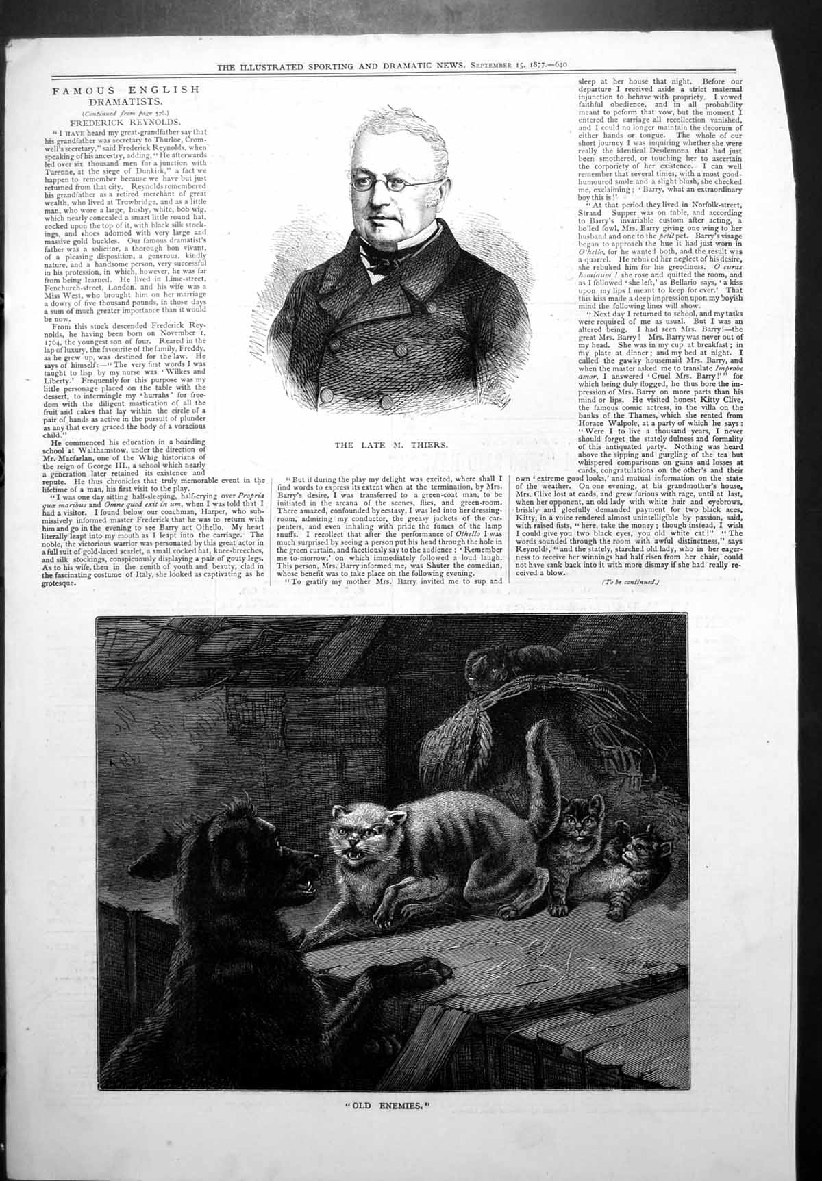 Old Late M Adolphe Thiers French Politician Enemies Wild Cat Dog 1877 Victorian