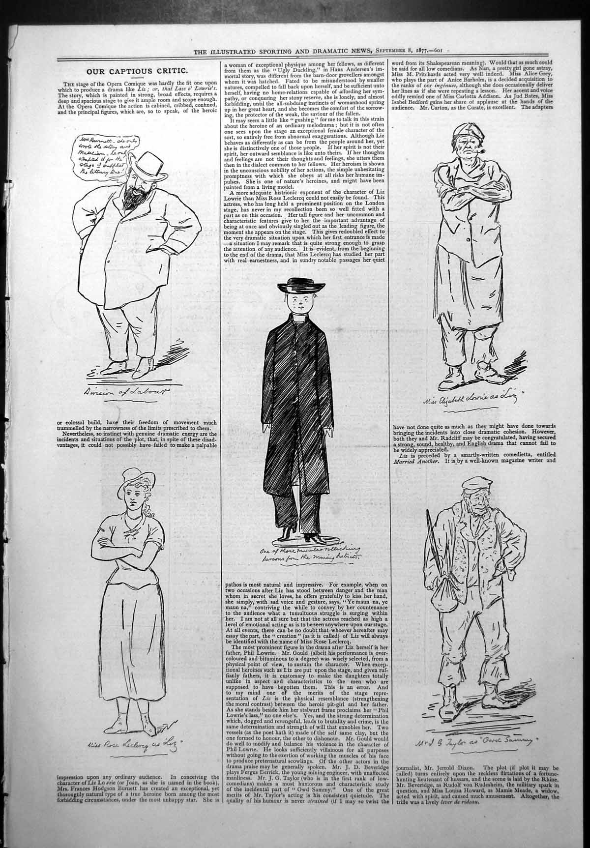 Old Captious Critic Opera Comique Liz Lass O Lowries Rose Leclercq 1877 19th