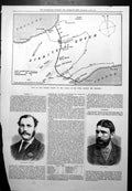 Old Marcus Verrall Mr Cavill Map Course Taken Swim Across Channel1877 Victorian