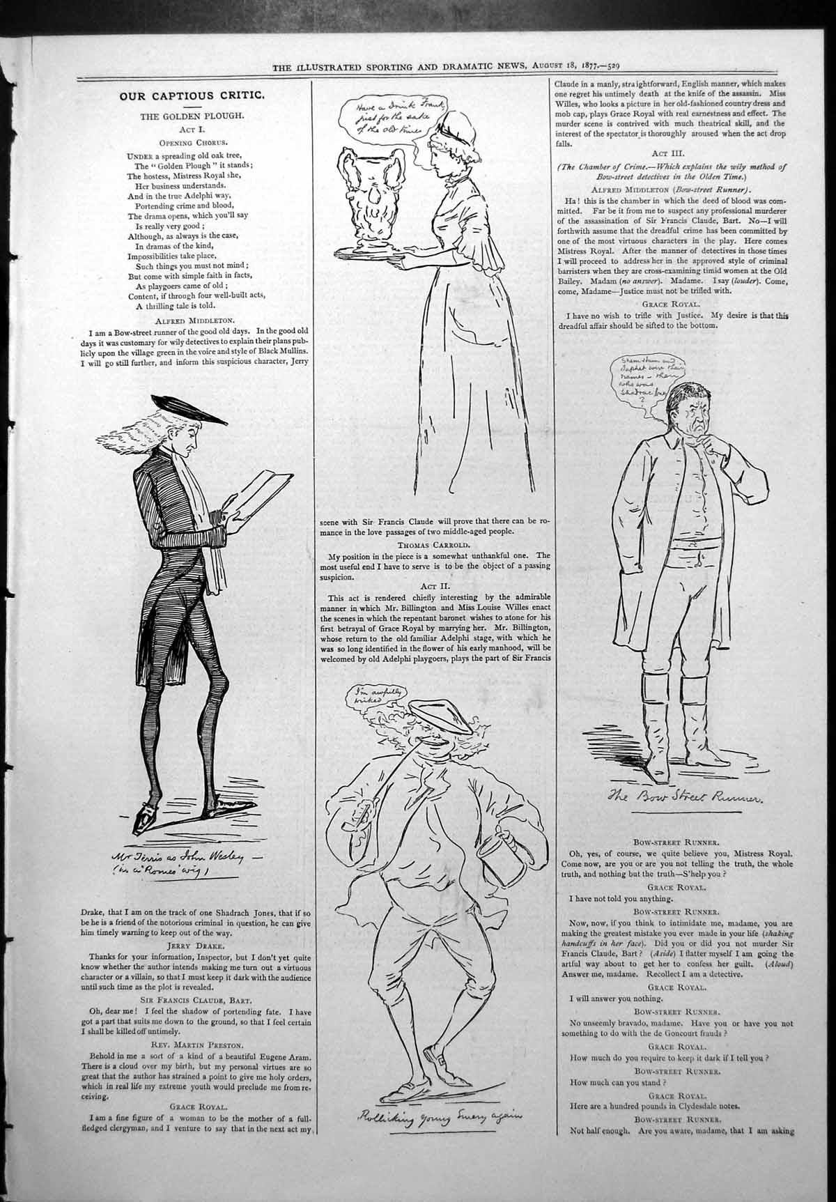 Old Captious Critic Gen Plough Terris John Wesley Bow St Runner1877 Victorian