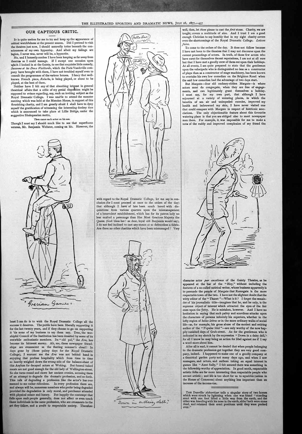Old Print Captious Critic Suzanne Les Deux Vieillards Relache Grecian Games1877