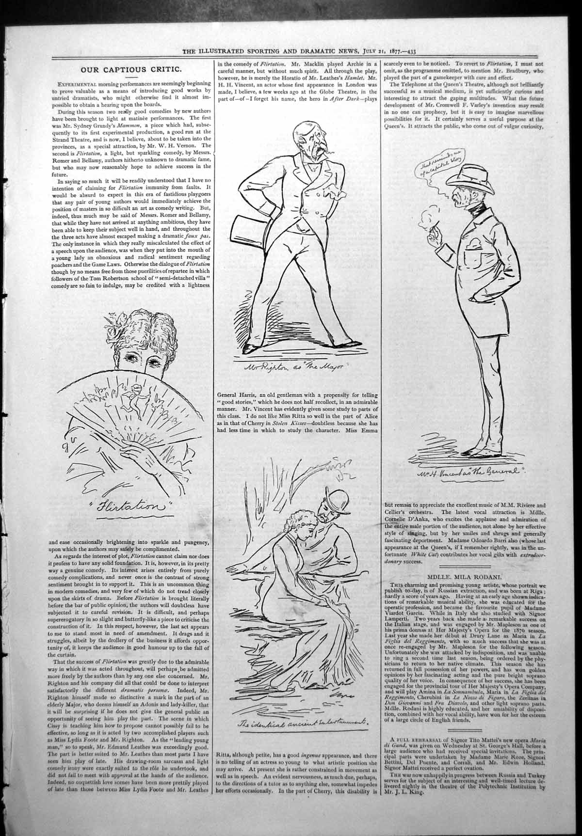 Old Captious Critic Mammon Flirtation Strand Mr Righton H Vincent 1877 19th