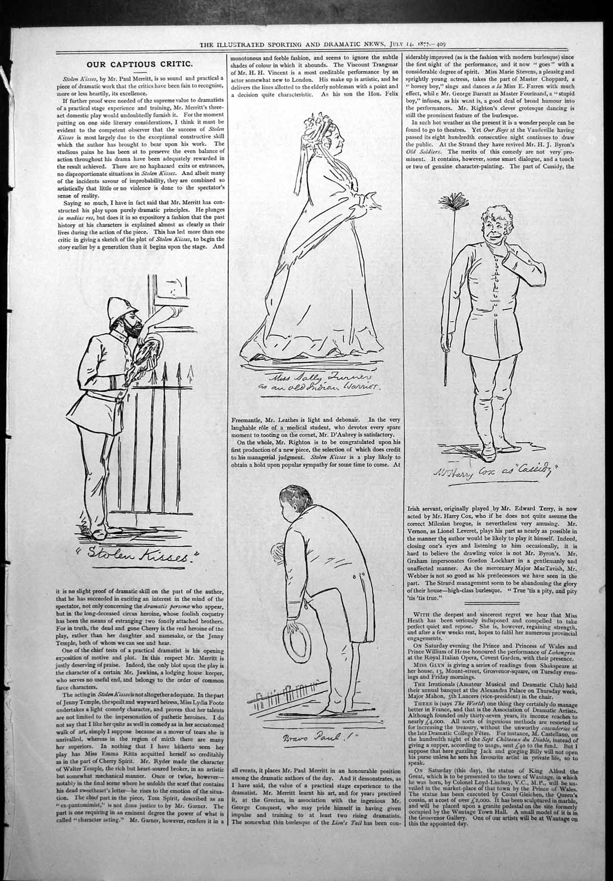 Old Captious Critic Stolen Kisses Sally Turner Harry Cox Cassidy 1877 Victorian