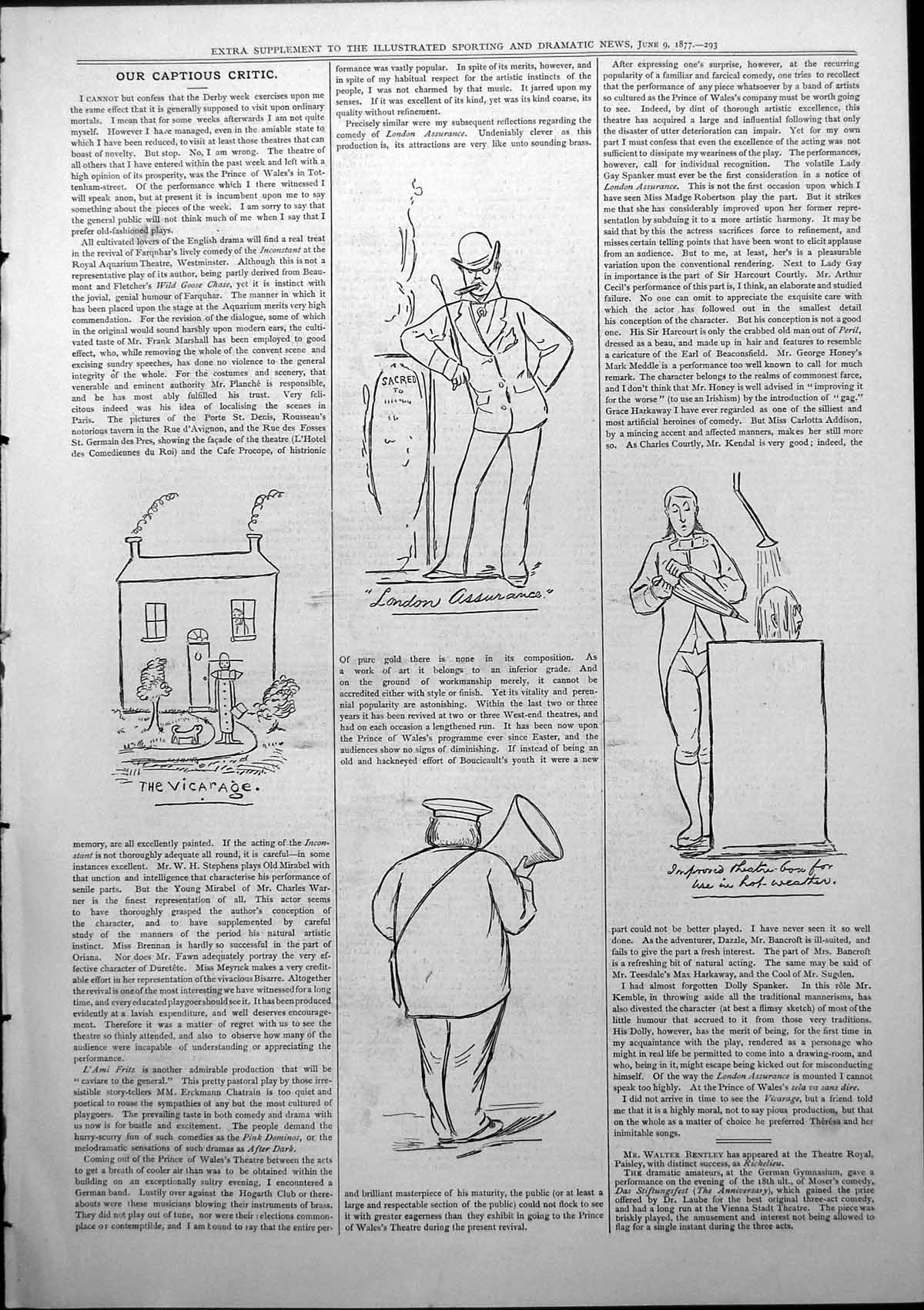 Old Captious Critic Vicarage London Assurance Improved Theatre Box187 Victorian