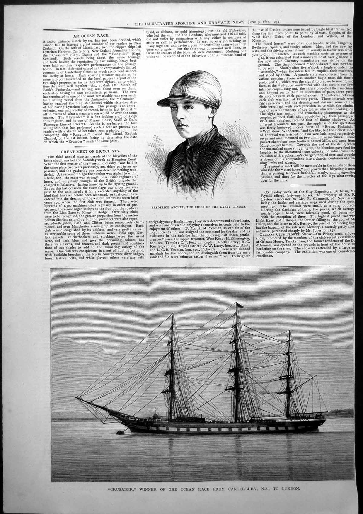 Old Frederick Archer Rider Derby Winner Crusader Winner Ocean Race187 Victorian