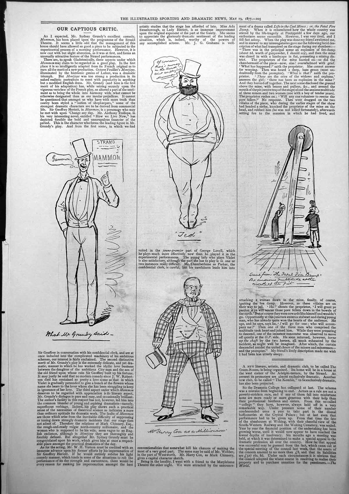 Old Captious Critic Strand Mammon Mr Grundy Harry Cox Millionaire1877 Victorian
