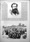 Original Old Antique Print Andrew Halliday Funeral Scene At Grave 1877 19th