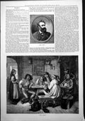 Old Jules Verne The Score Men Drinking Playing Cards Table Woman 1877 Victorian