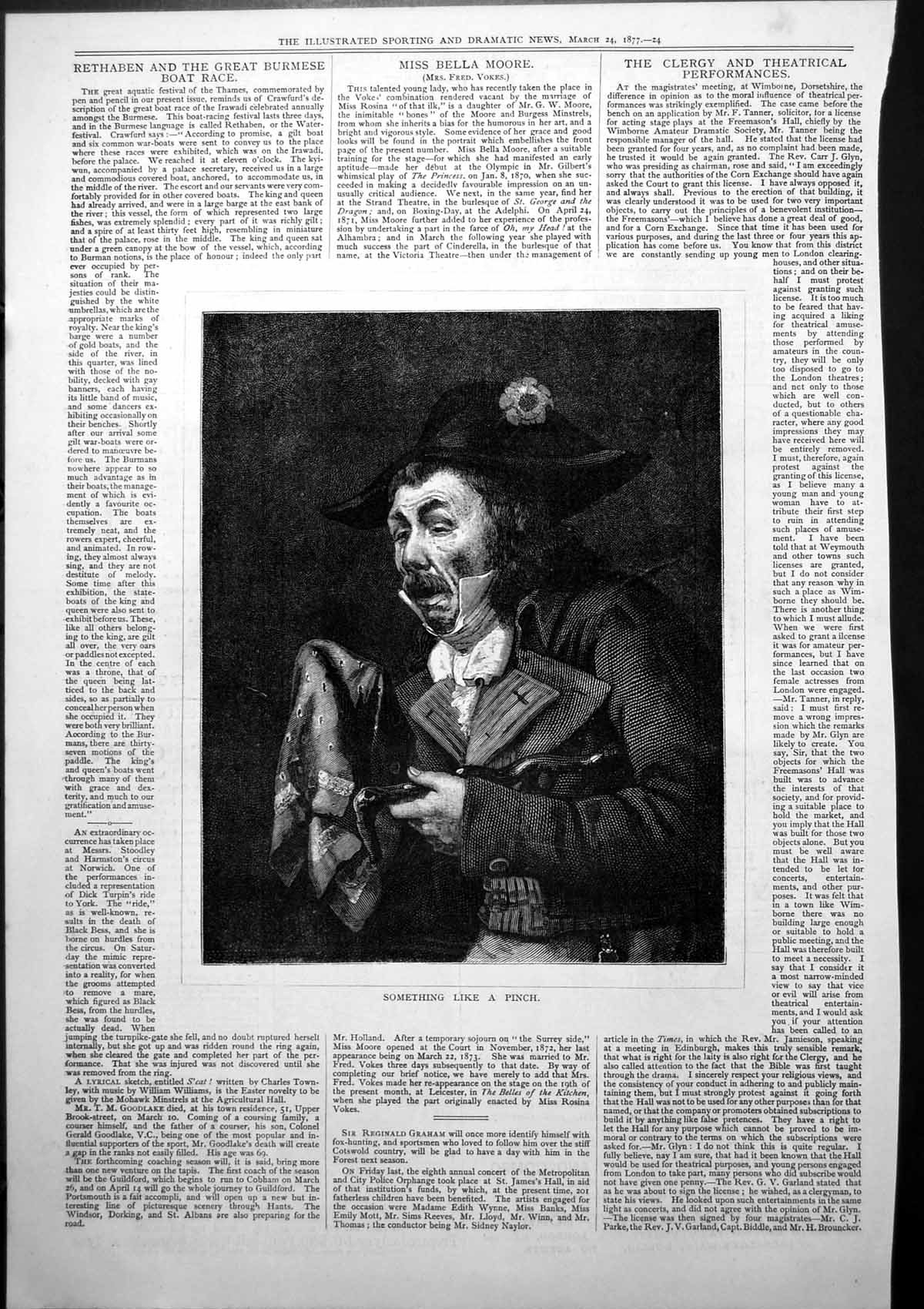 Old Print Something Like A Pinch Man Pirates Hat Stick Handkerchief 1877 19th