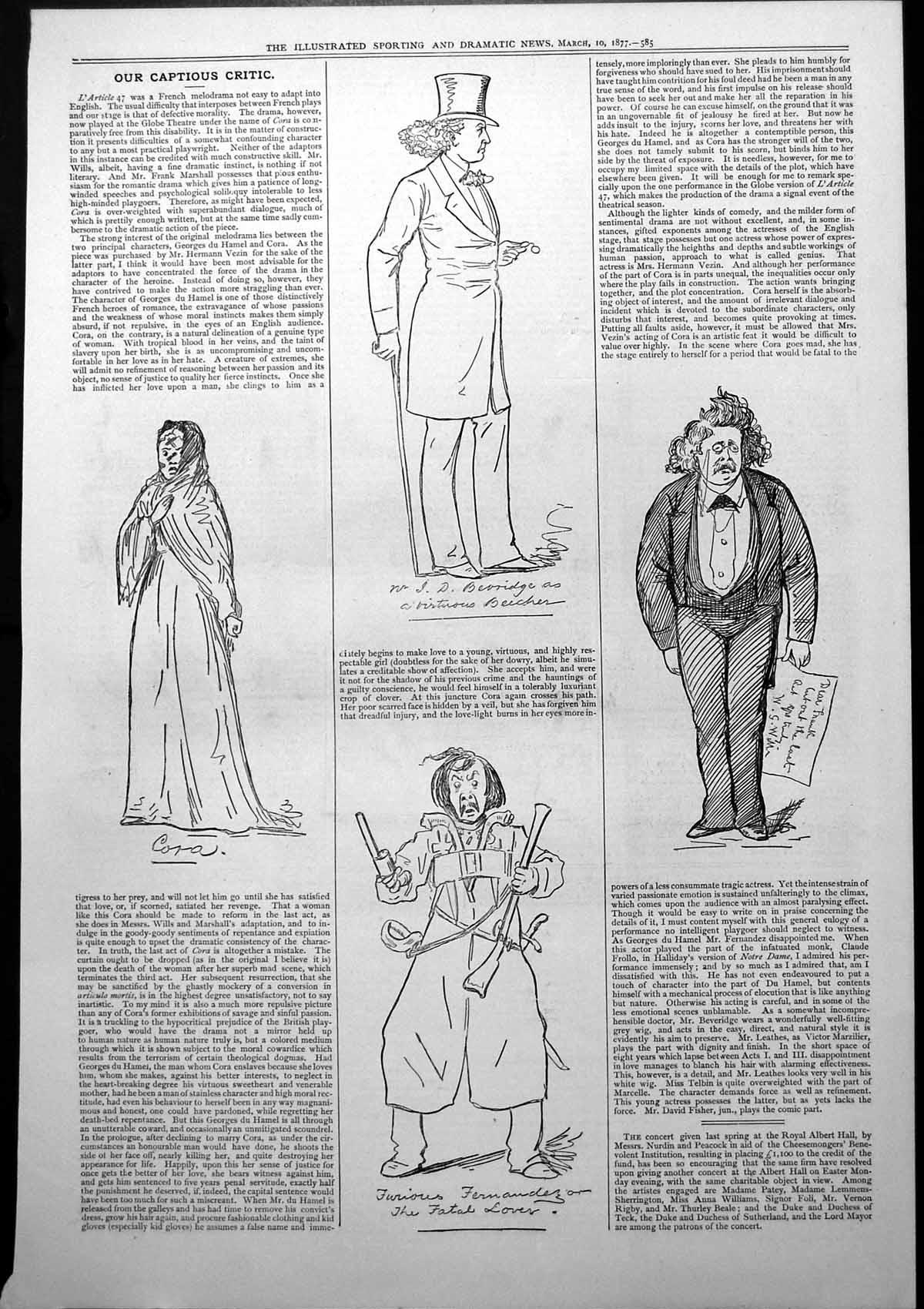 Old Captious Critic Cora Globe Theatre Mr Bevridge Virtuous Beecher18 Victorian