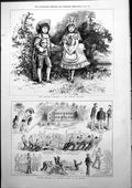 Old Print Grattan Children Adelphi Theatre Athletic Sports St Helena 1877 19th
