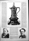Antique Old Print Tankard Presented Capt Newall John Oxenford Mr Compton 1877