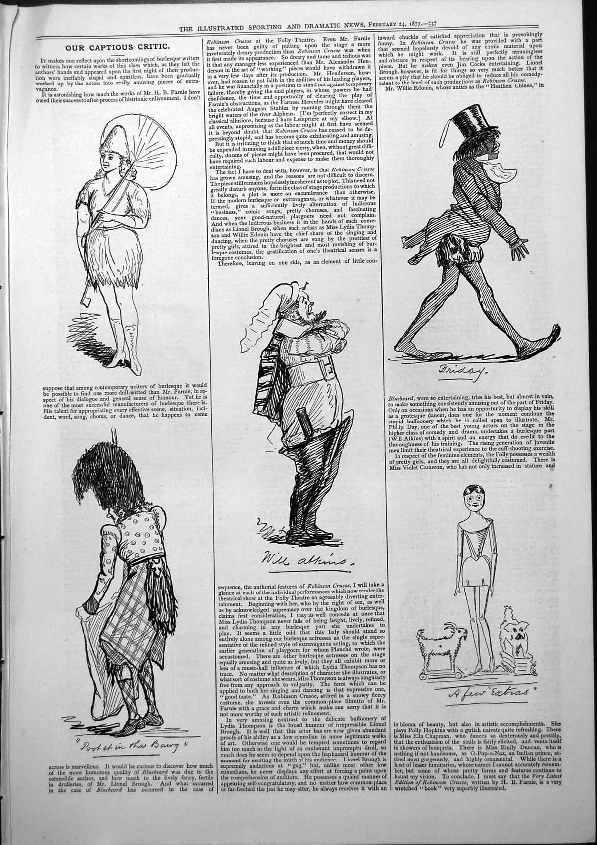 Old Captious Critic Bluebeard Robinson Crusoe Friday Will Atkins 1877 Victorian