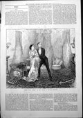 Old Scene Peril Prince Wales Theatre Man Protecting Scared Lady 1877 Victorian