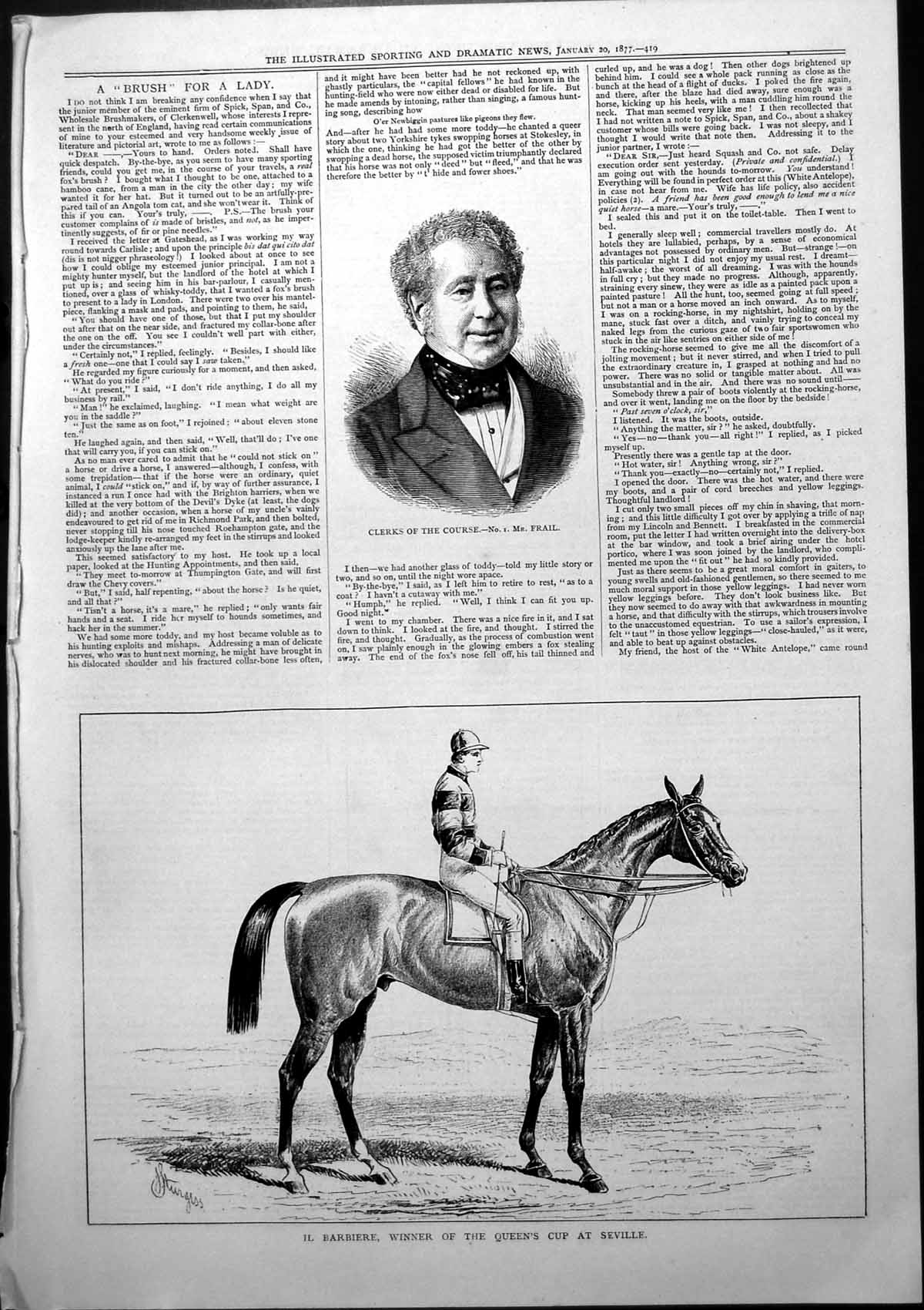 Old Clerks Course Mr Frail Il Barbiere Winner Queens Cup Seville 1877 Victorian