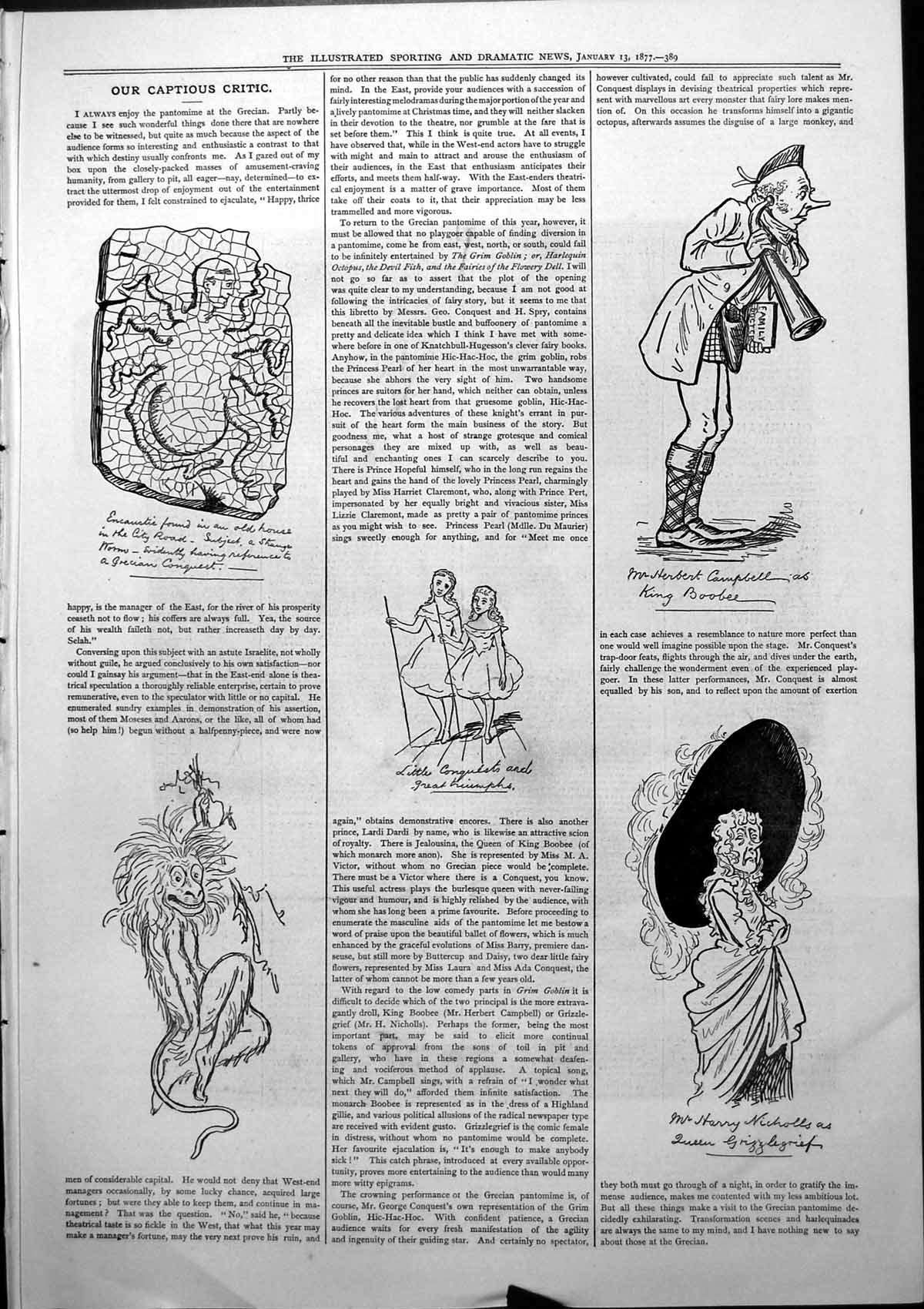 Old Captious Critic Pantomine Grecian Herbert Campbell Harry Nicholls