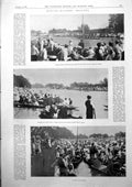 Old Print Rowing Molesey Regatta R Walroth King Humbert Queen Italy 1900 20th