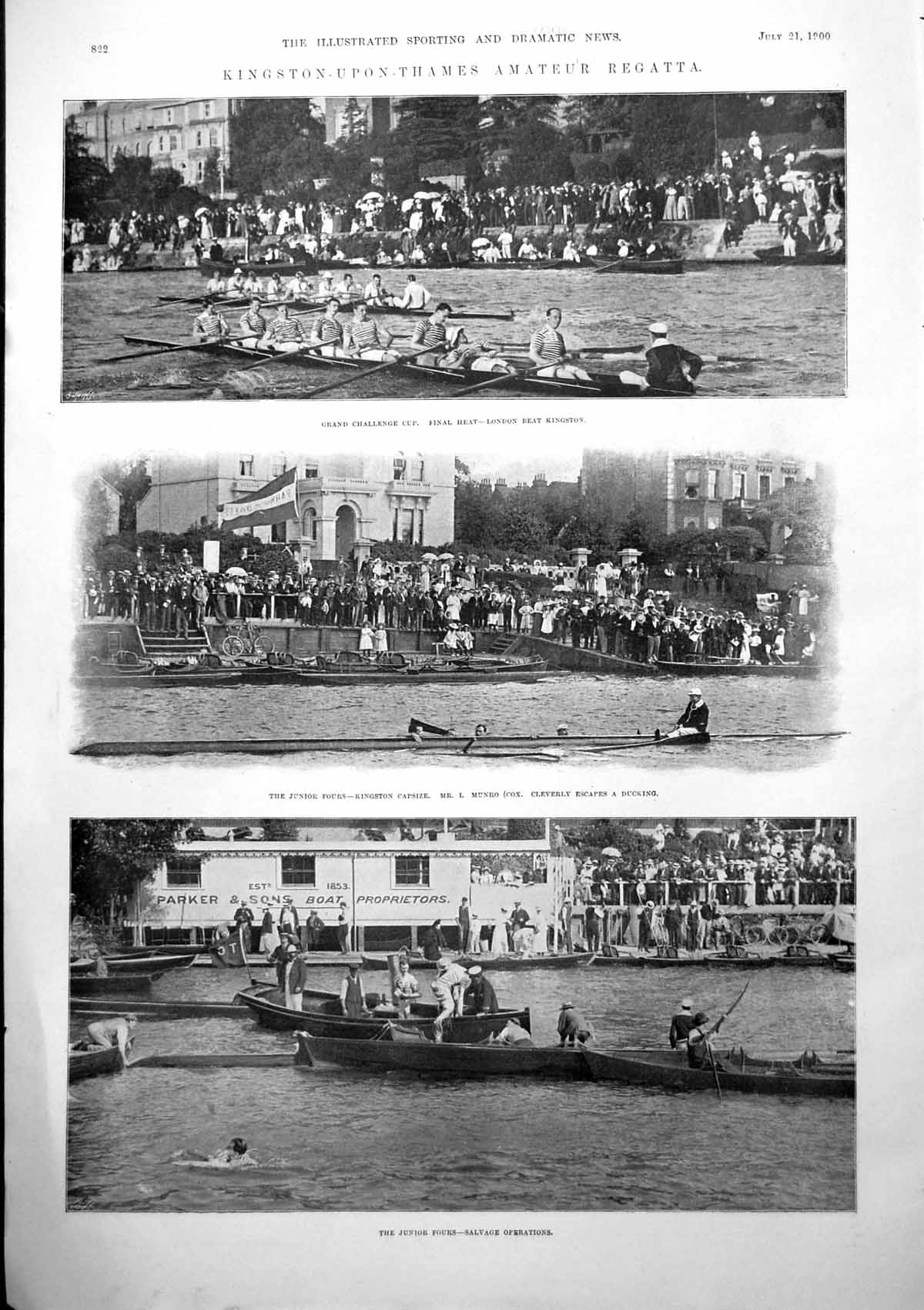 Old Kingston On Thames Regatta Junior Fours Clyde Fortnight Yachts 19 20th