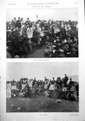 Antique Print Ascot Coaches Motors Royal Enclosure Grand Stand Cup Day 1900