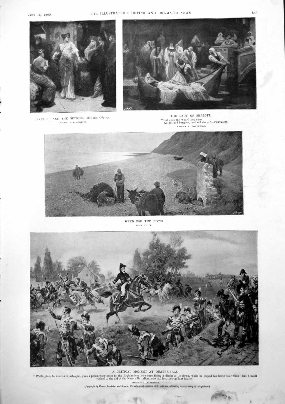 Antique Print Penelope Suitors Lady Shalott Australian Bushman Mazeppa 1900