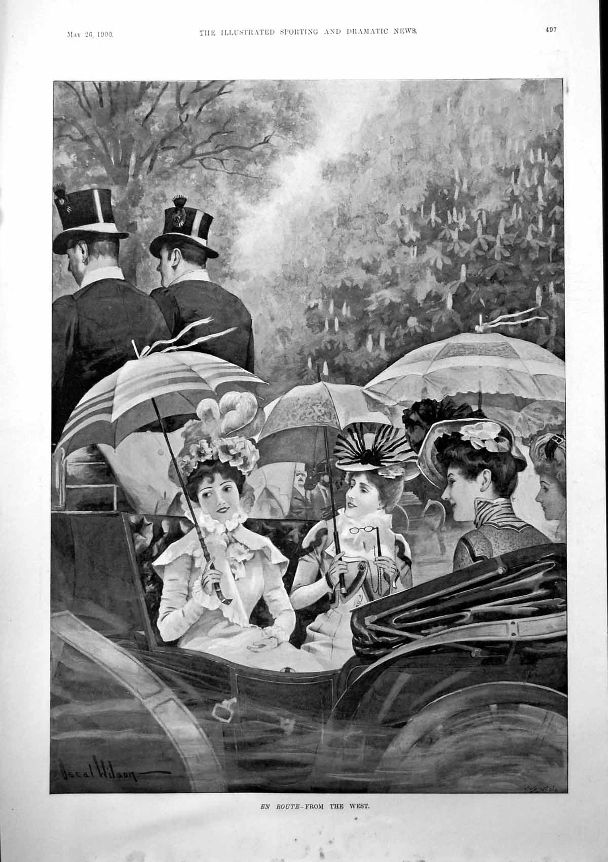 Old Print En Route West Oscar Wilson Papas New Method Enjoying Derby 1900 20th