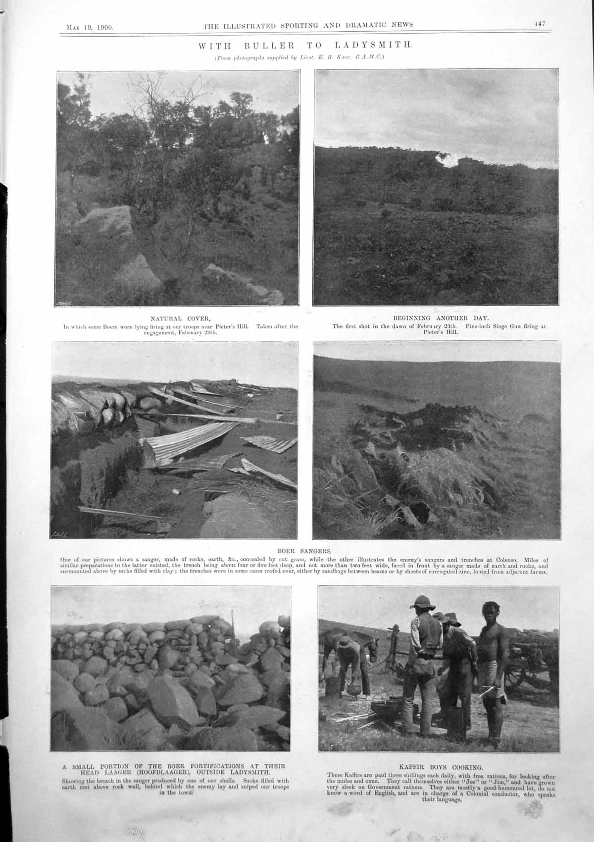 Antique Print Buller Ladysmith Boer Sangers Kaffirs Natal Field Force 1900 20th