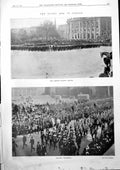Antique Old Print Handy Men London Leaving Whitehall Duke Cambridges Own 1900