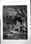 Antique Print Genevieve Woman Girl Deer Woods Comedies Strand Pickwick 1887