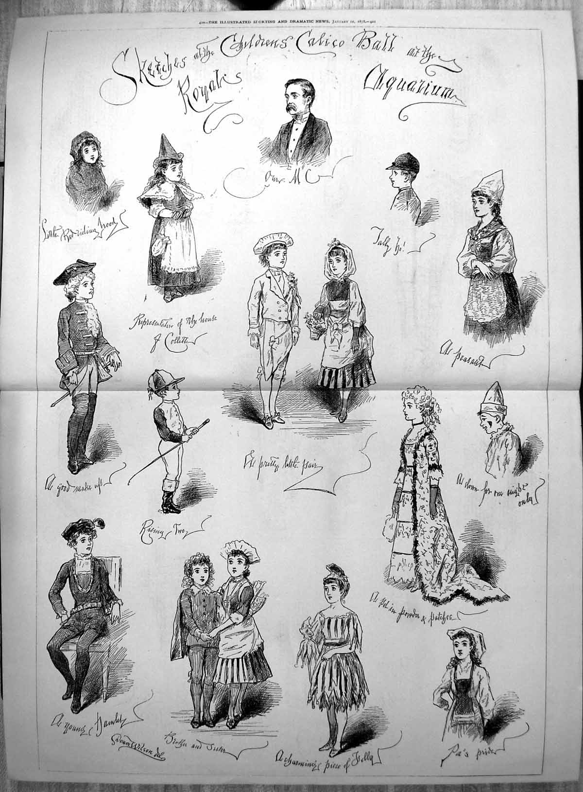Old Sketches Childrens Calico Ball Royals Aquarium Dower Wilson 1878 Victorian