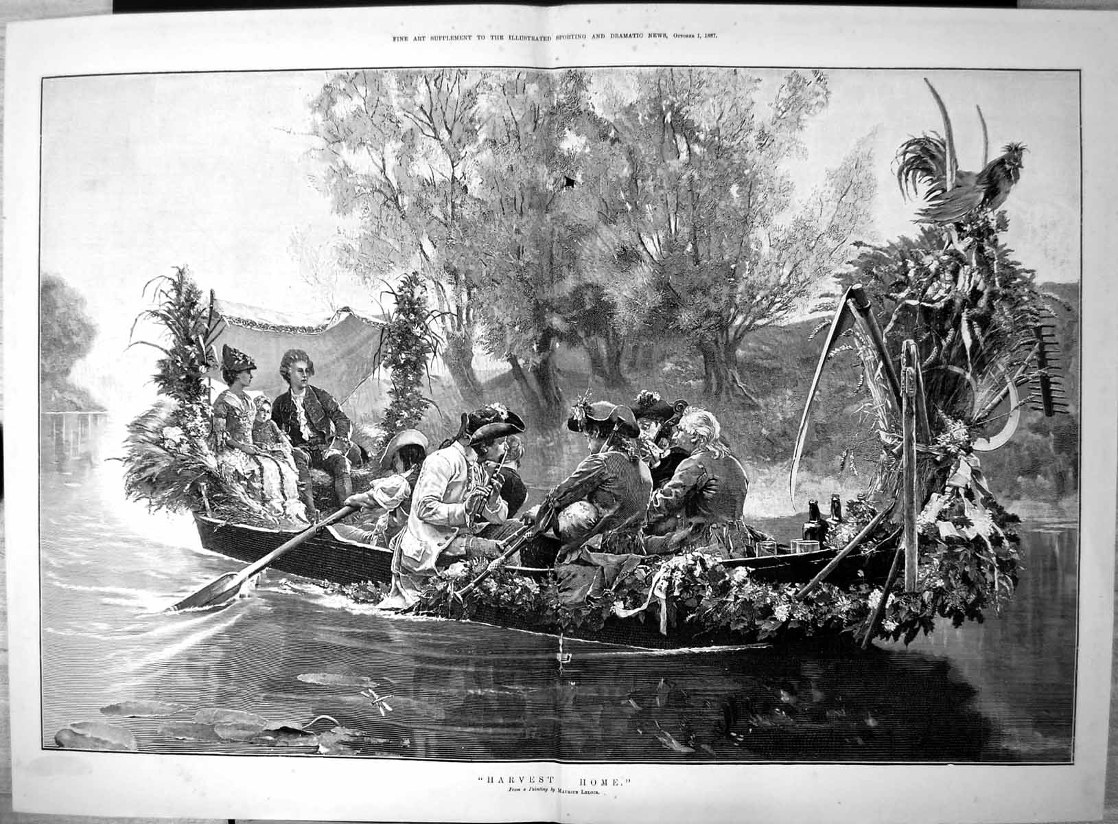 Old Harvest Home From Painting Maurice Leloir Boat Wine Flowers 1887 Victorian