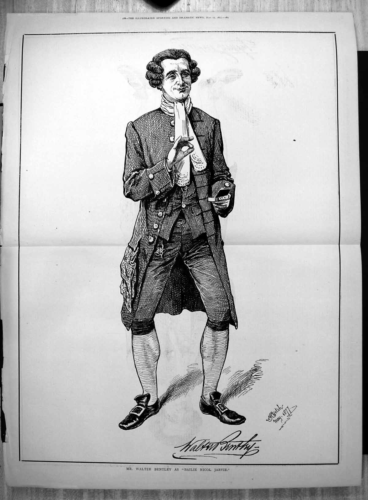 Original Old Antique Print Walter Bentley As Bailie Nicol Jarvie M Stretch 1877