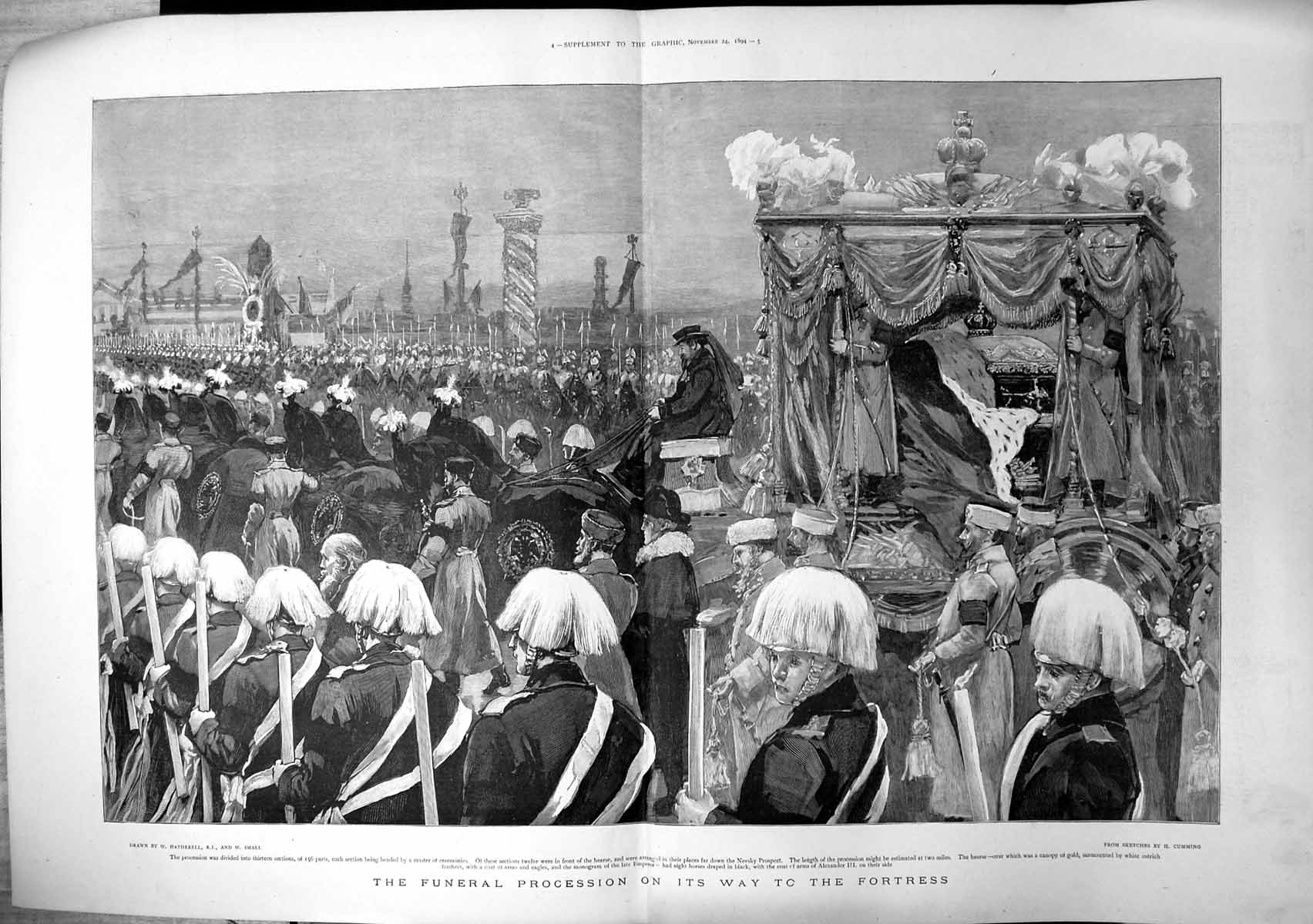 Old Czar'S Funeral St Petersbourg Prince Wales Fortress Procession 1894 19th