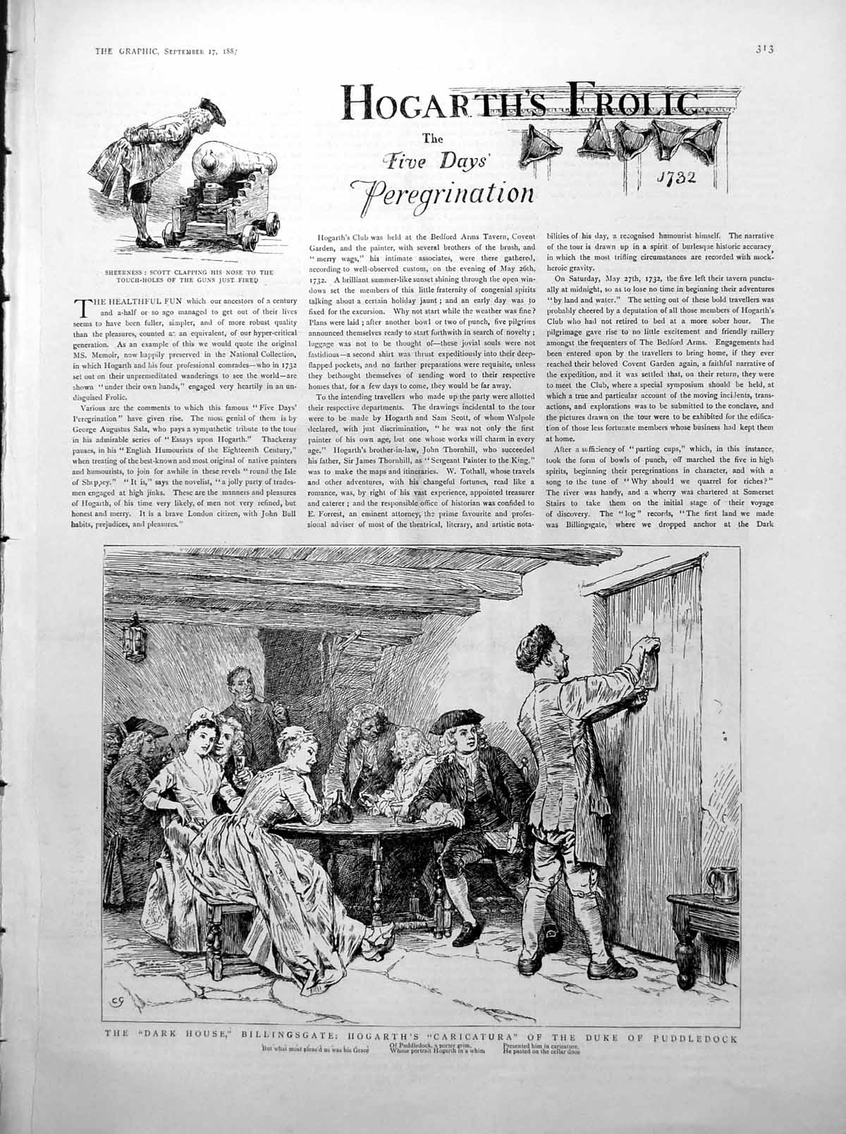 Old Hogarth'S Frolic Sheerness Gun Billingsgate Colonnade Rochester 1887 19th