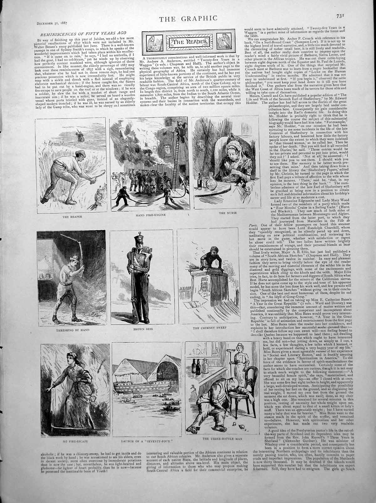 Print Reaper Hand Fire Engine Chimney Sweep Christmas Day India Nine Pins 1887