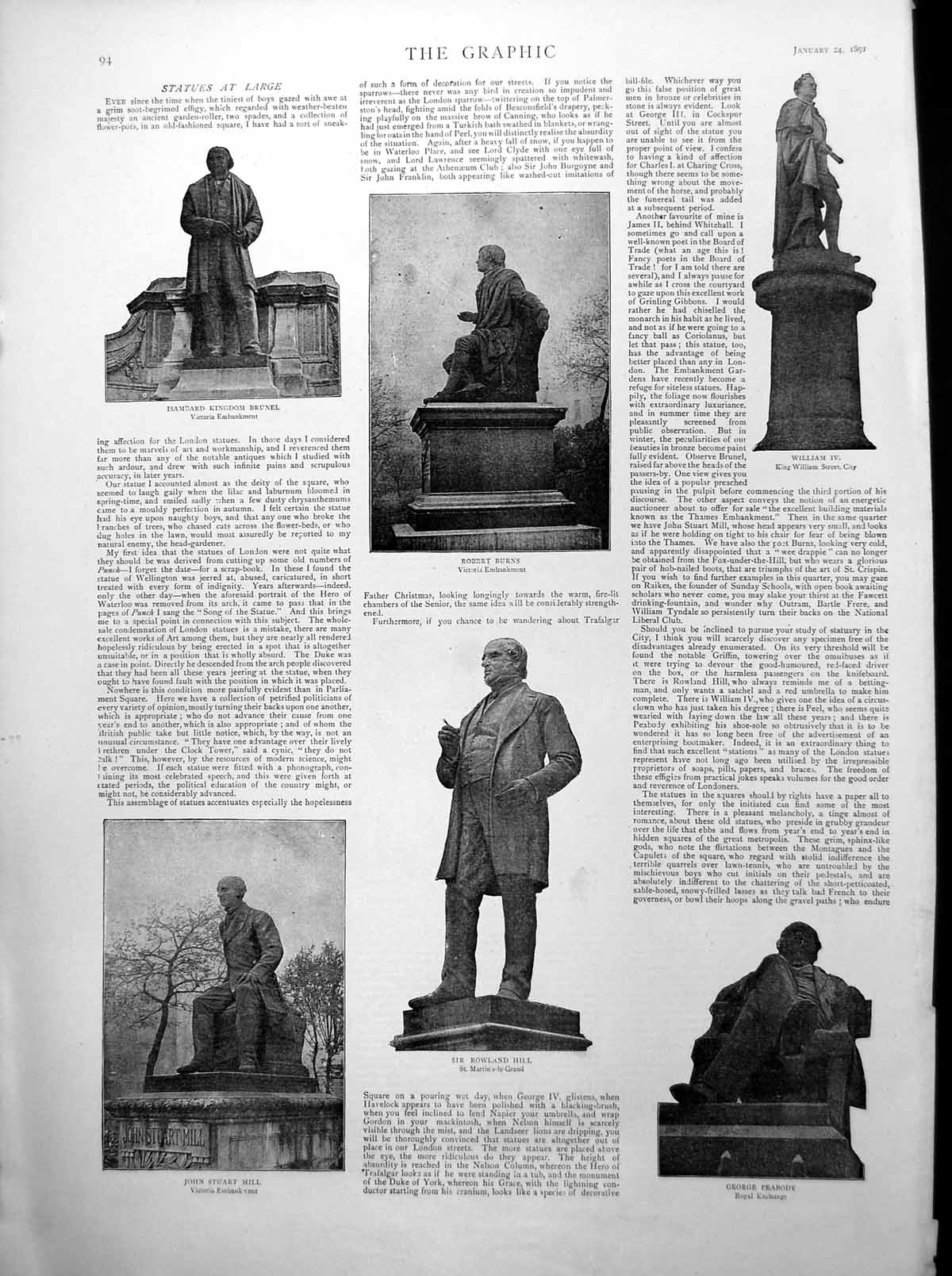 Old Statues Brunel Burns William Iv Hill Mill Peabody Pittites Play 1891 19th