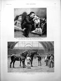 Old Print Dancing Girl Man Dog Shire Horse Show HMS Royal Sovereign 1891 19th