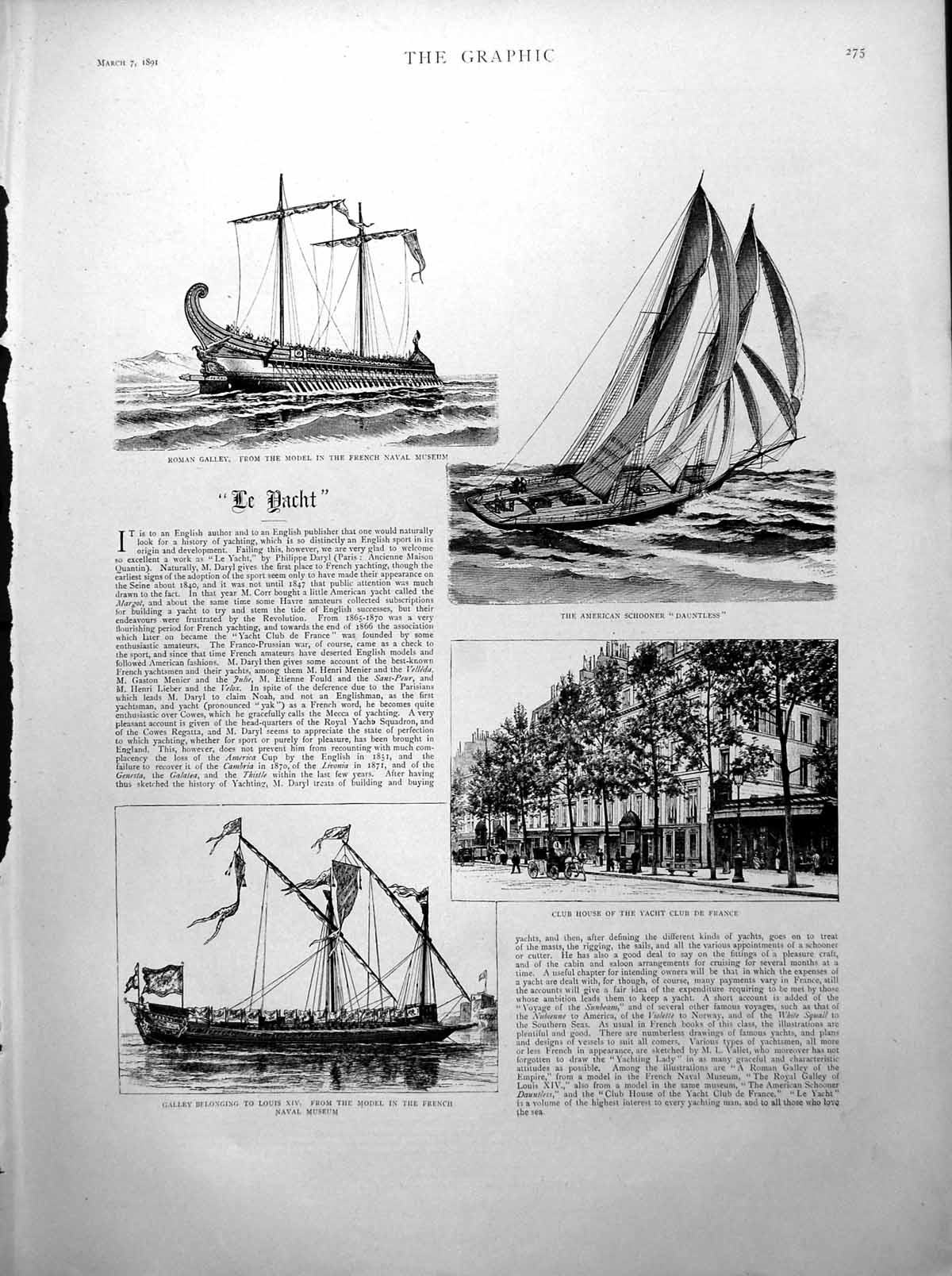 Old Yacht Roman Galley American Schooner Sport Hunt South Africa 1891 Victorian