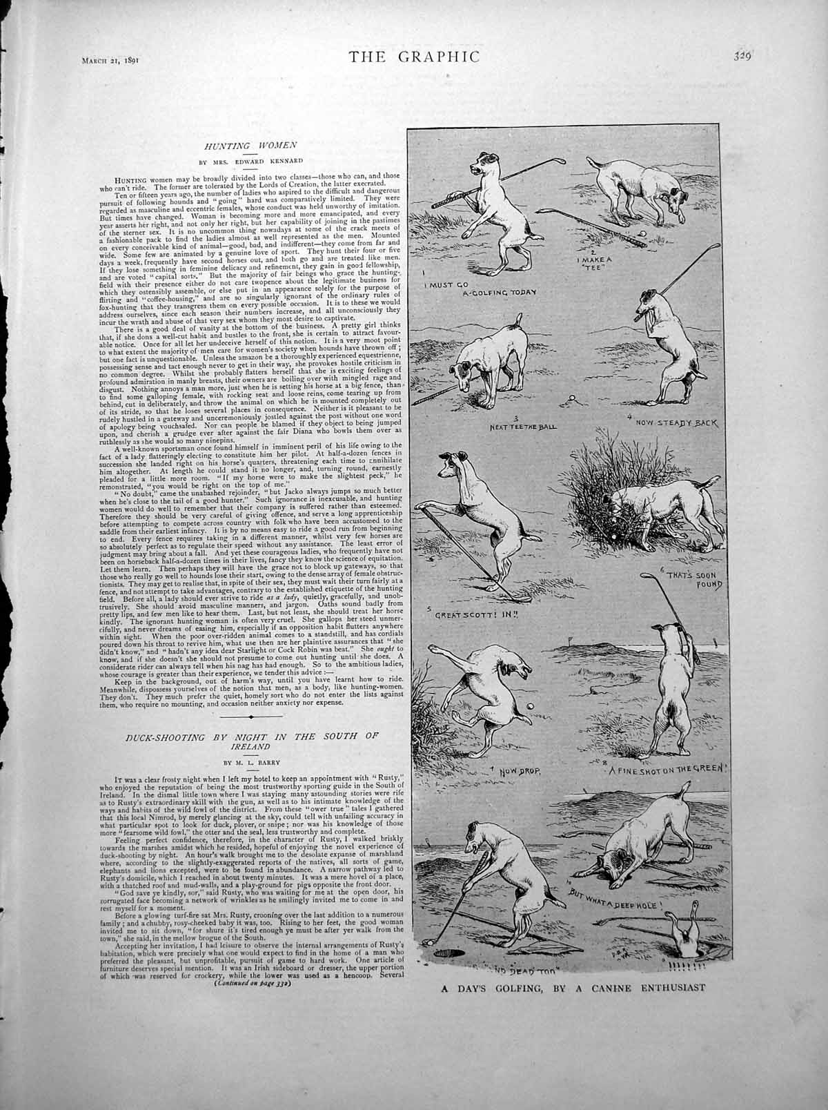 Old Dog Playing Golf Amusing Strip Late Prince Napoloen Portrait 1891 Victorian