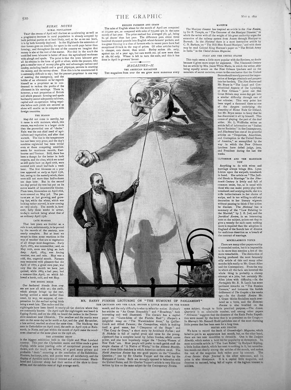 Old Harry Furniss Humours Parliament William Connon Magee Portrait 1891 19th