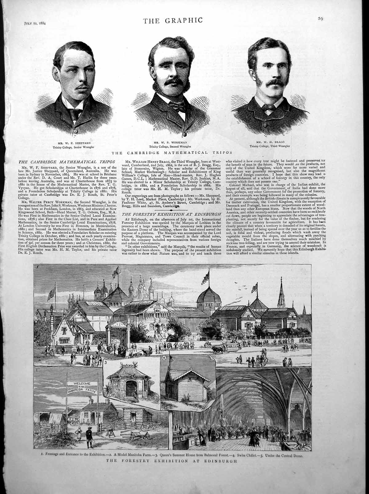 Print Cambridge Maths Forestry Exhibition Edinburgh Letter King Johanis 1884