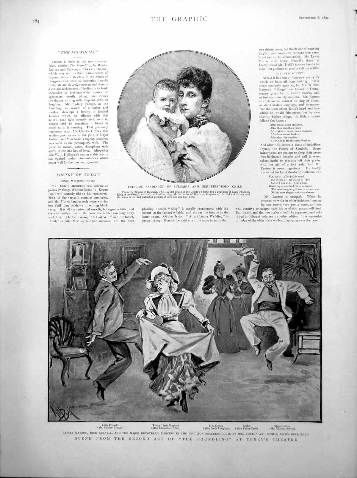 Old Print Princess Ferdinand Bulgaria And 1St Child Foundling Bugler 1894
